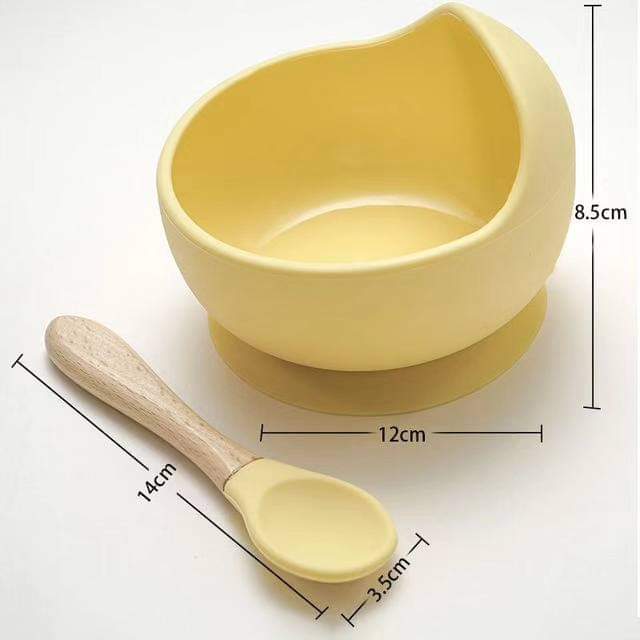 Plato bowl Silicona con Cuchara Mango Bambú