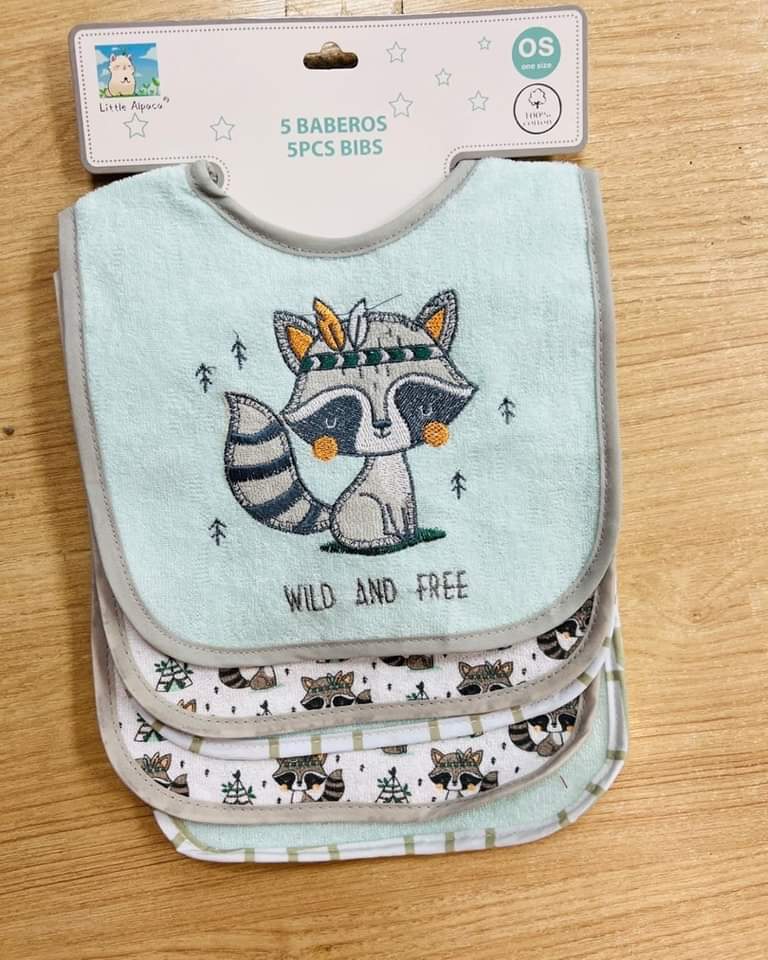 Set de 5 baberos Impermeables Bebé