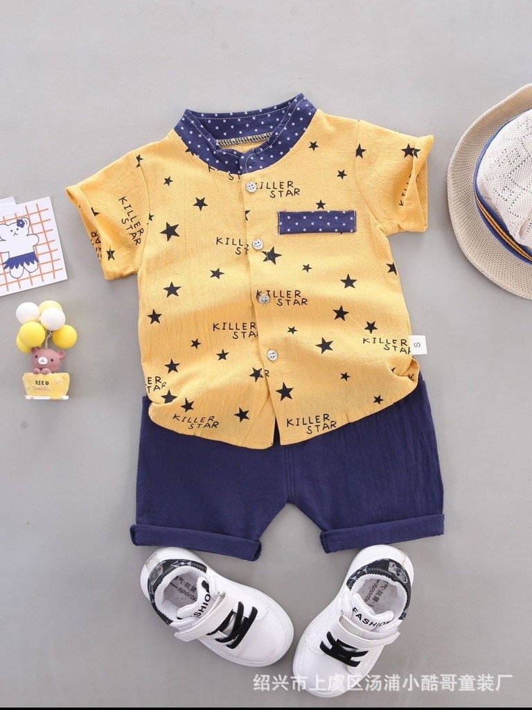 Conjunto Bermuda Bebé Estrellas Amarillas