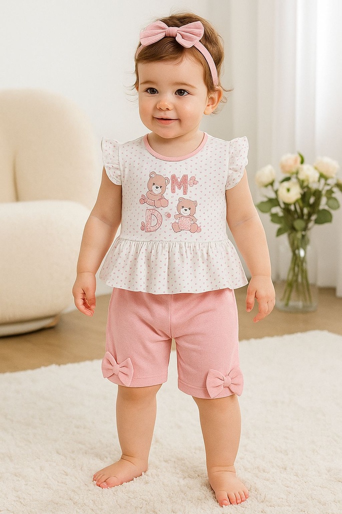 Conjunto Short Osita Rosada