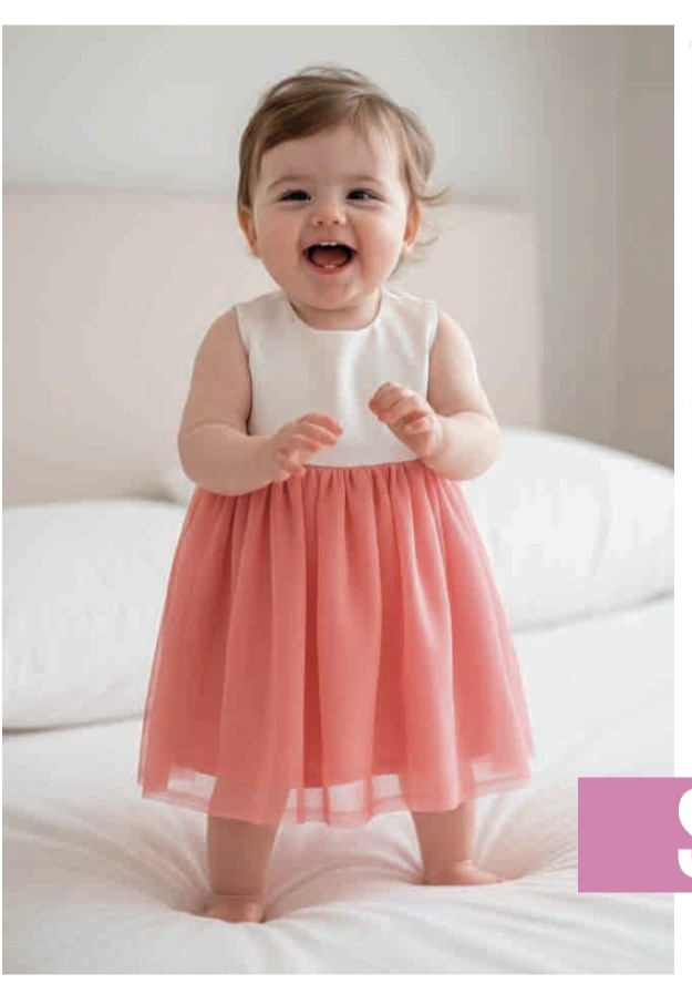 Vestido Beba Blanco/Rosado