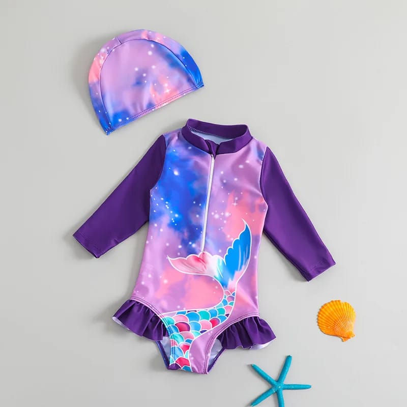Traje de Baño Sirena con Gorro