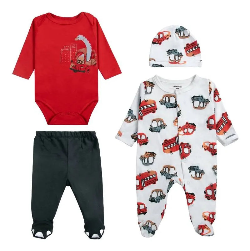 Ajuar 4 piezas Bebé Dino Bombero