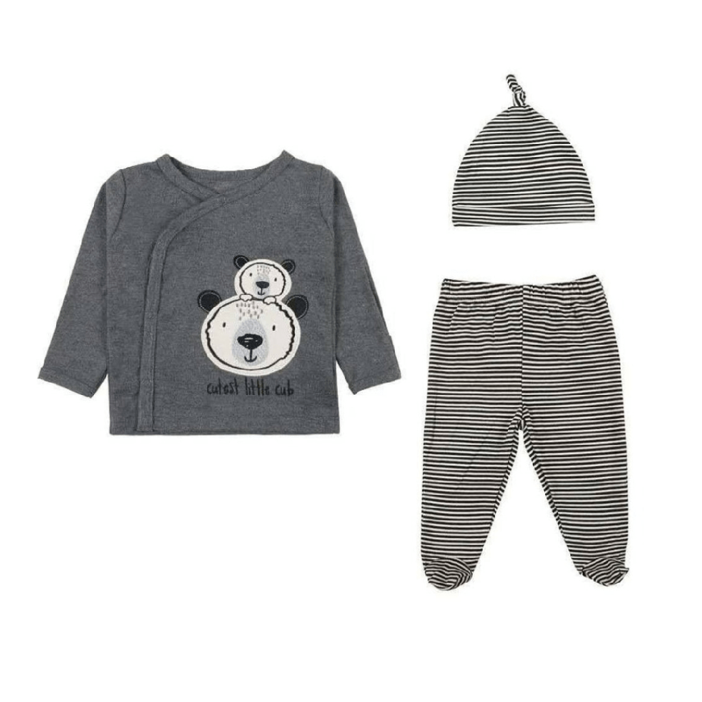 Traje 3 piezas Bebé Oso Gris