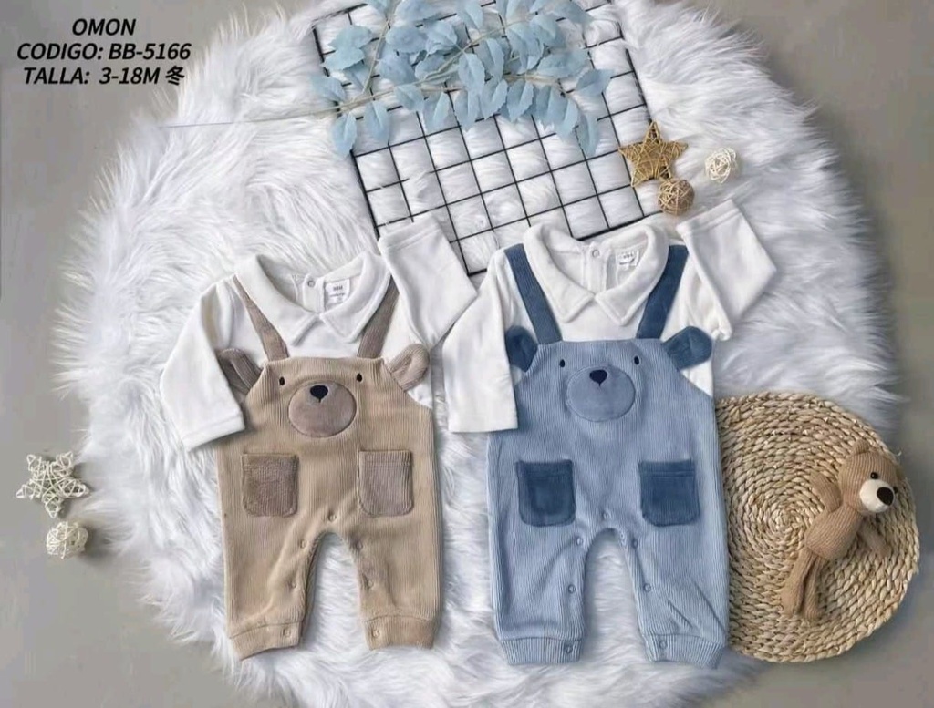 Osito Jardinera Plush Oso Efecto Cotelé