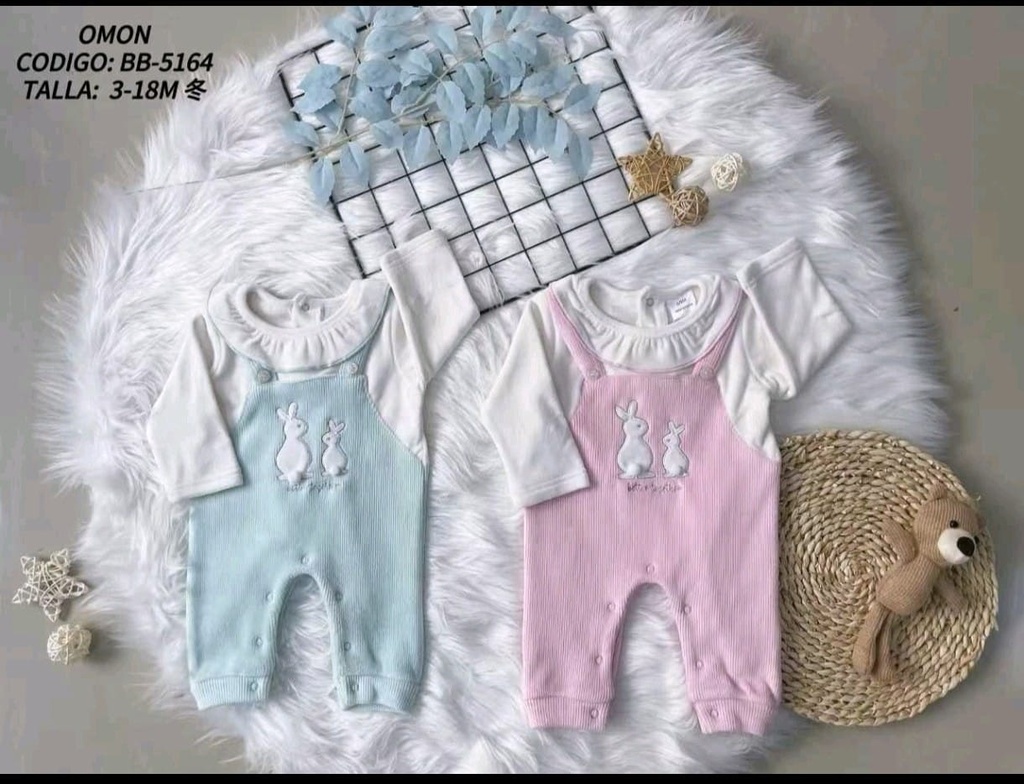 Osito Jardinera Plush Coneja Efecto Cotelé