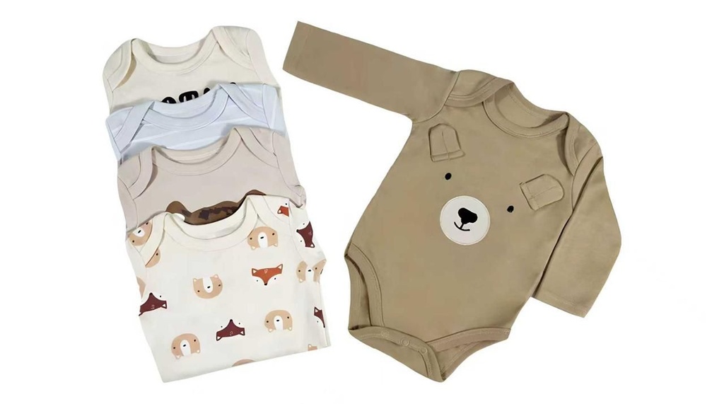 Set 5 Bodys Manga Larga Osos cafe