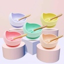 Plato bowl Silicona con Cuchara Mango Bambú