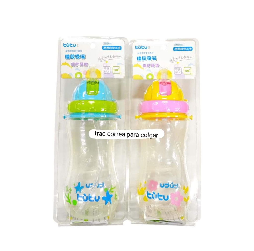 Botella Agua 500 ML con Bombilla