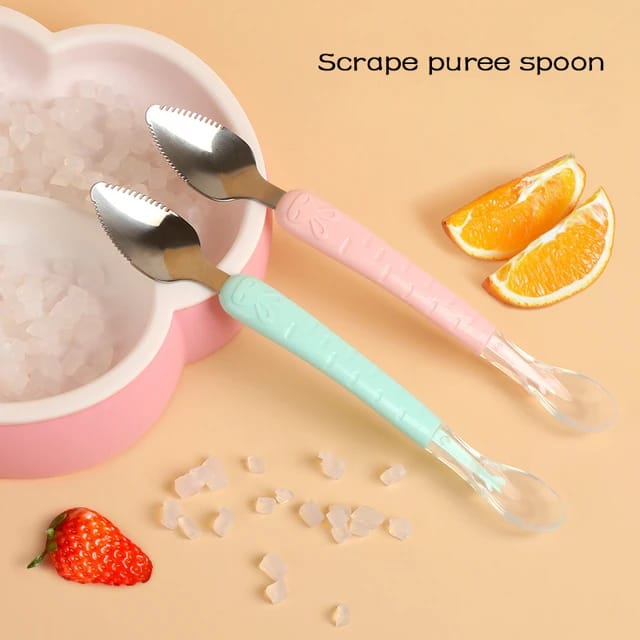 Cucharas De silicona De doble uso para alimentación Complementaria