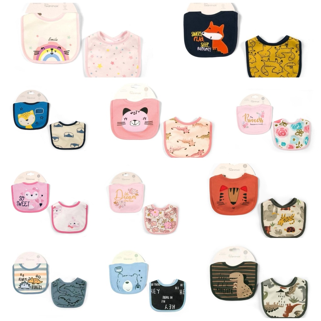 PACK 2 BABEROS TRIPLE CAPA AJUSTABLES PARA BEBÉS TEDMIMAK