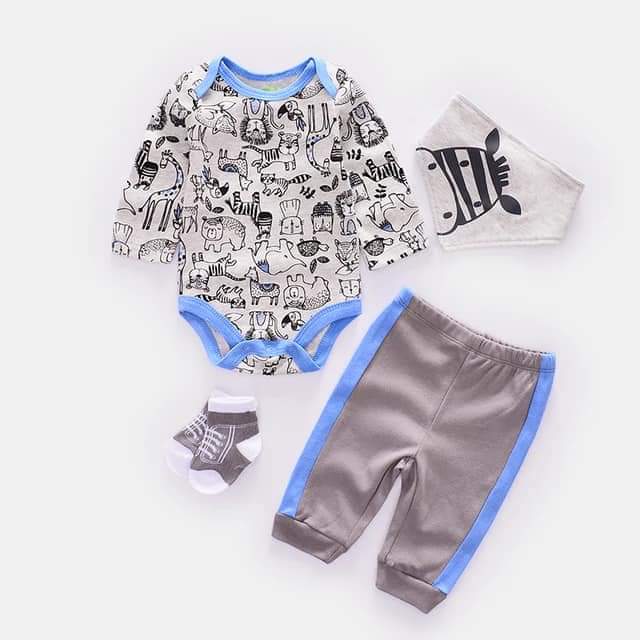 Conjunto Algodón Set 4 Piezas Manga Larga