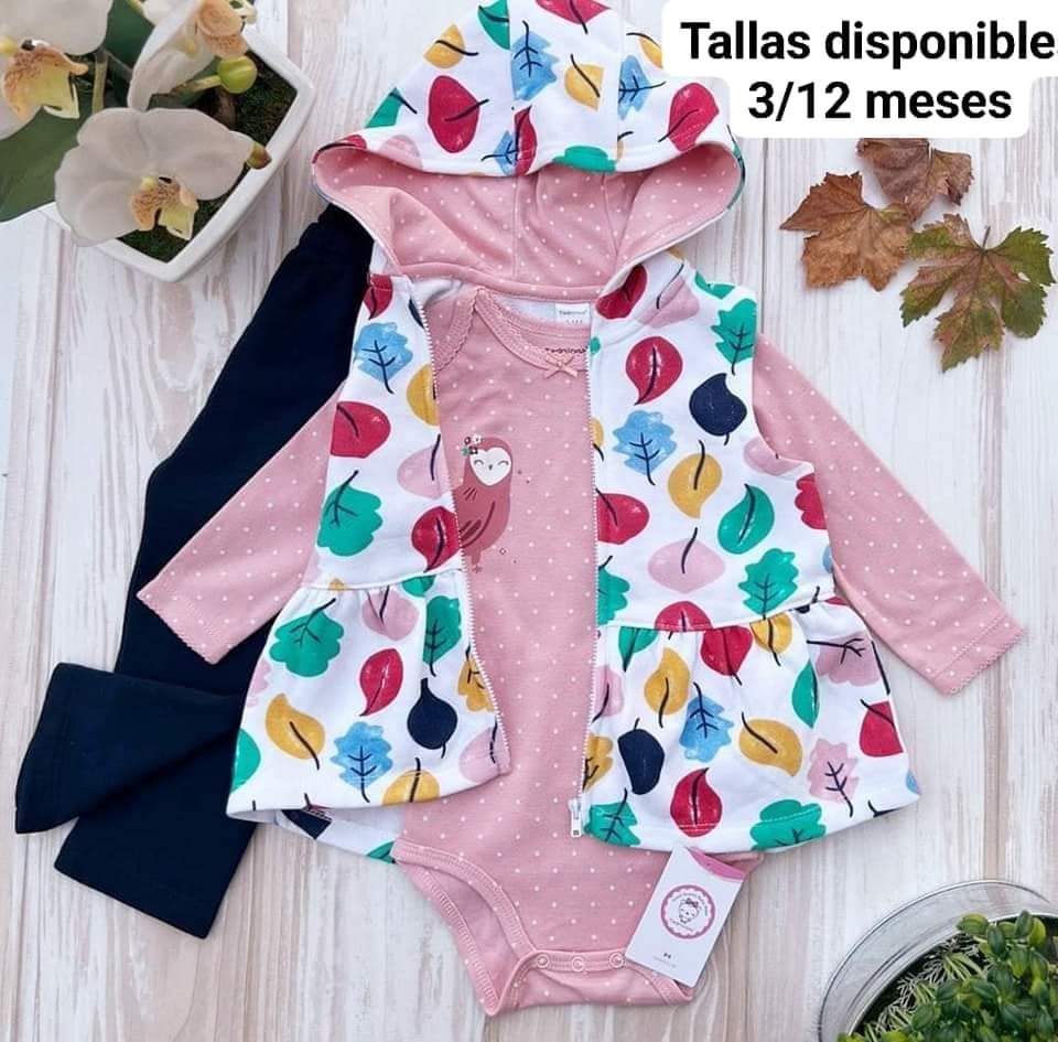 Conjunto 3 Piezas Flores con Chaleco