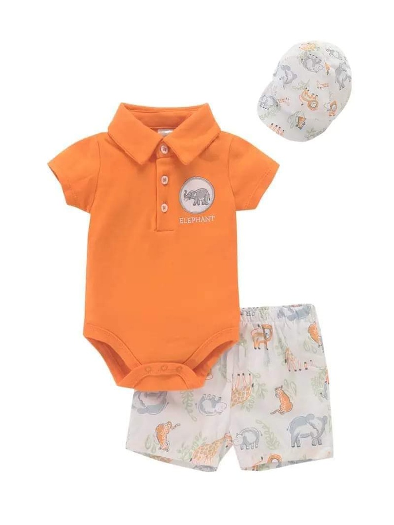 Conjunto 3 piezas Short Niño Naranjo