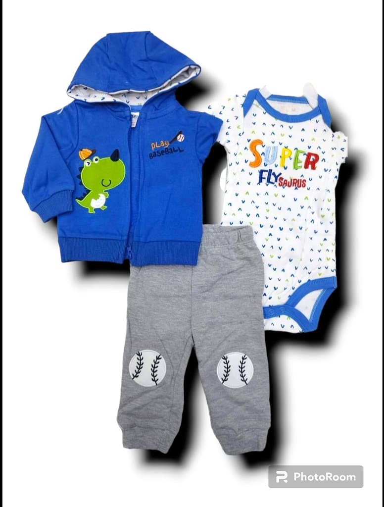 Conjunto Buzo 3 Piezas Dino Azul