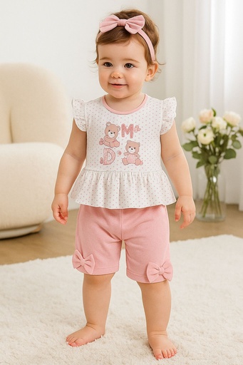 Conjunto Short Osita Rosada