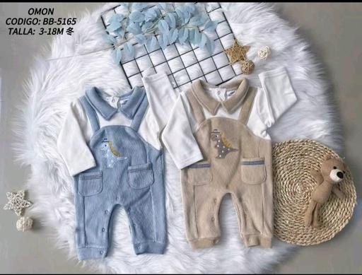 Osito Jardinera Plush Dino Efecto Cotelé