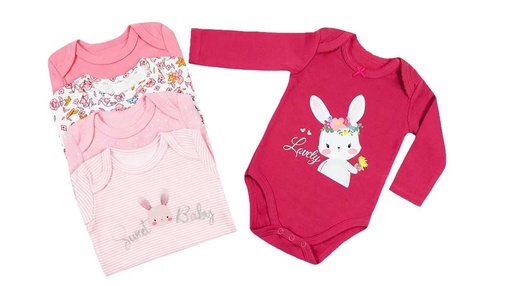 Set 5 Bodys M/L Conejita Pink