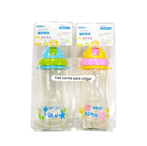 Botella Agua 500 ML con Bombilla