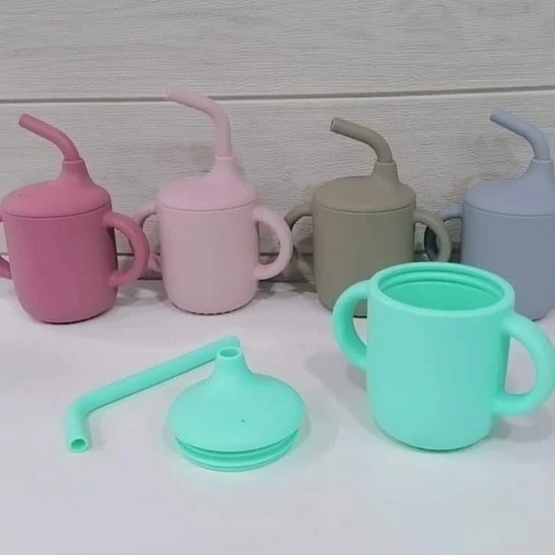 Vaso Silicona Con Rosca Y Bombilla Con Asa Bebé