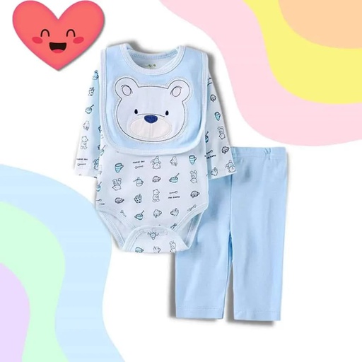 Conjunto Algodón Set 3 Piezas Manga Larga