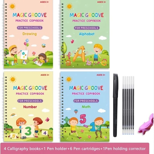 Set 4 Libros Caligrafia Magica Niños