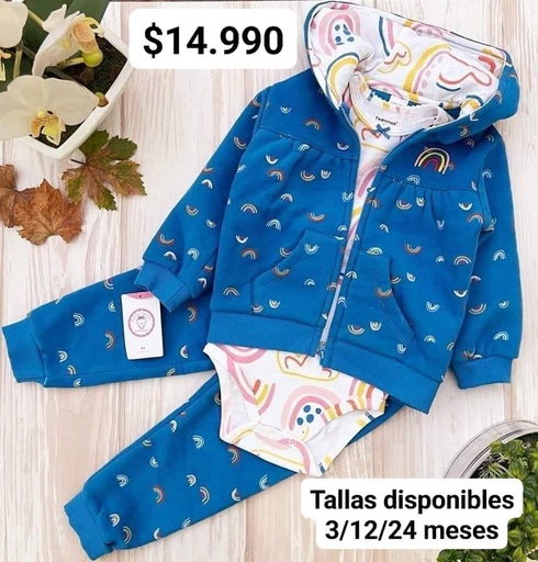 Conjunto Buzo Forrado Azul Arcoiris