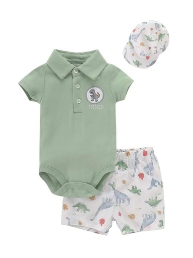 Conjunto 3 piezas Short Niño Verde