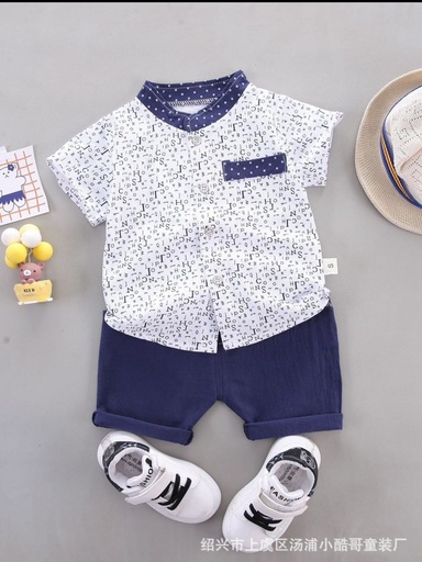 Conjunto Bermuda Bebé Letras Blanco