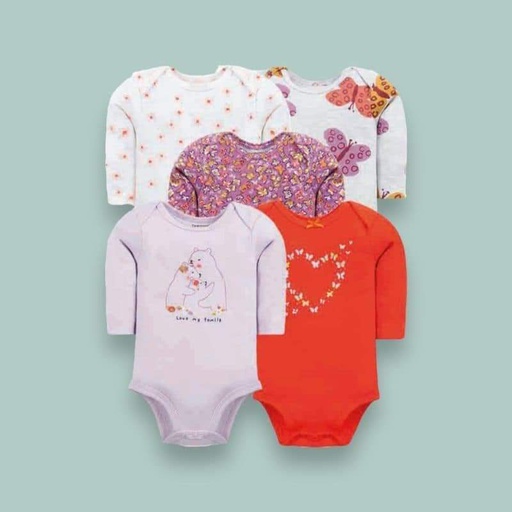 Set 5 Bodys Manga Larga Mariposa