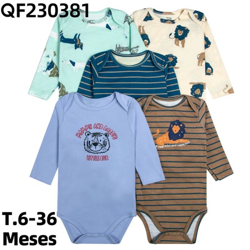 Set 5 Bodys Manga Larga León