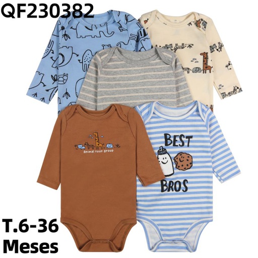 Set 5 Bodys Manga Larga Galleta