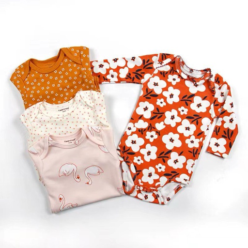 Set 4 Bodys Manga Larga Flores