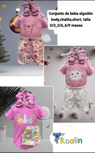 Conjunto Algodón Bebé con Chalitas Niña