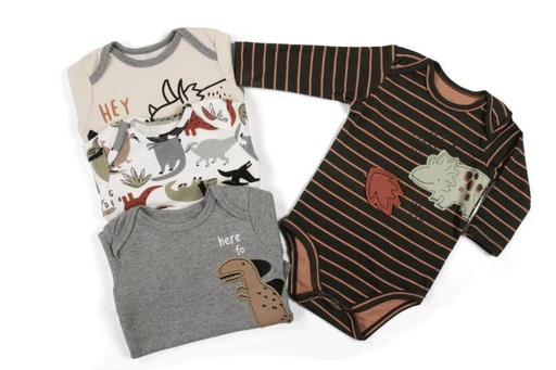 Set 4 Bodys Manga Larga Dino Café