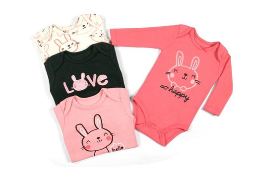 Set 4 Bodys Manga Larga Coneja