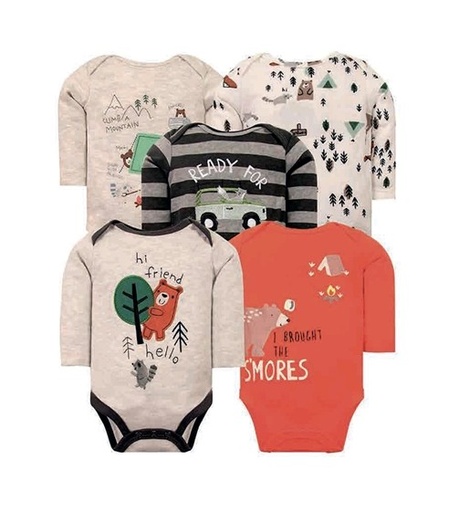 Set 5 Bodys Manga Larga Oso Arbol
