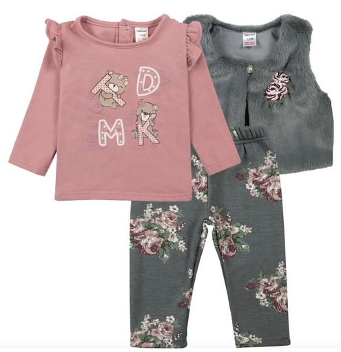 Conjunto Beba Chaleco 3P Gris