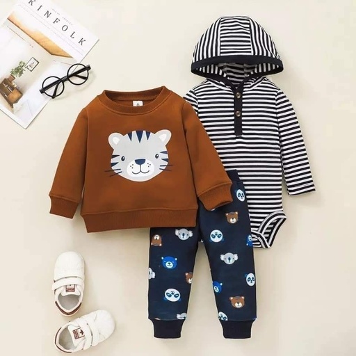 Conjunto Buzo Forrado 3P Gato Café